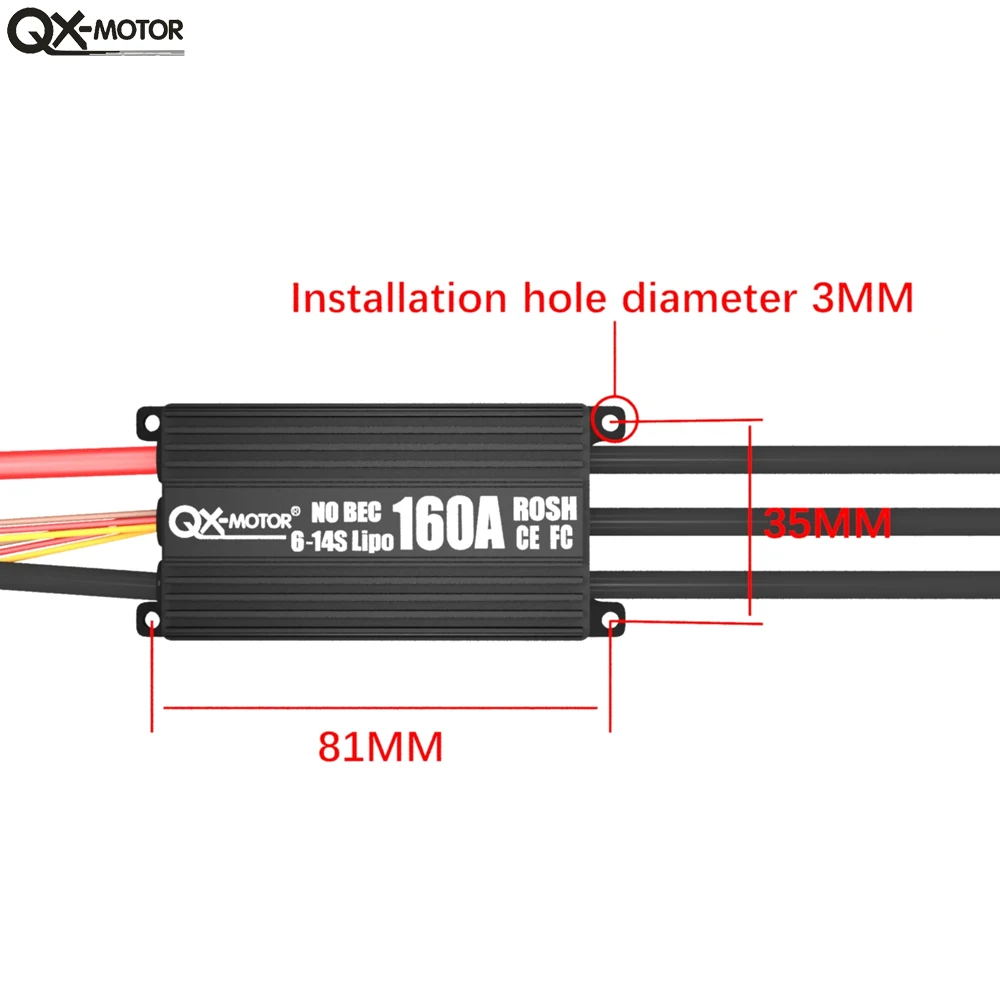 QX-MOTOR 160A 6-14S Lipo Brushless ESC No BEC for 90MM EDF Remote Control Toy Parts