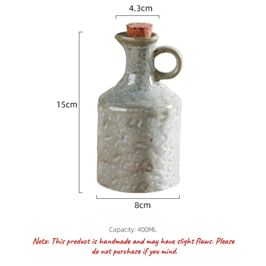 Spice Shaker Oil Pot Household Kitchen Accessories Sauce Bottle Pot Hand Kneaded Ceramic Oil Pot Lid Leak Proof Kitchen Tool Set 5