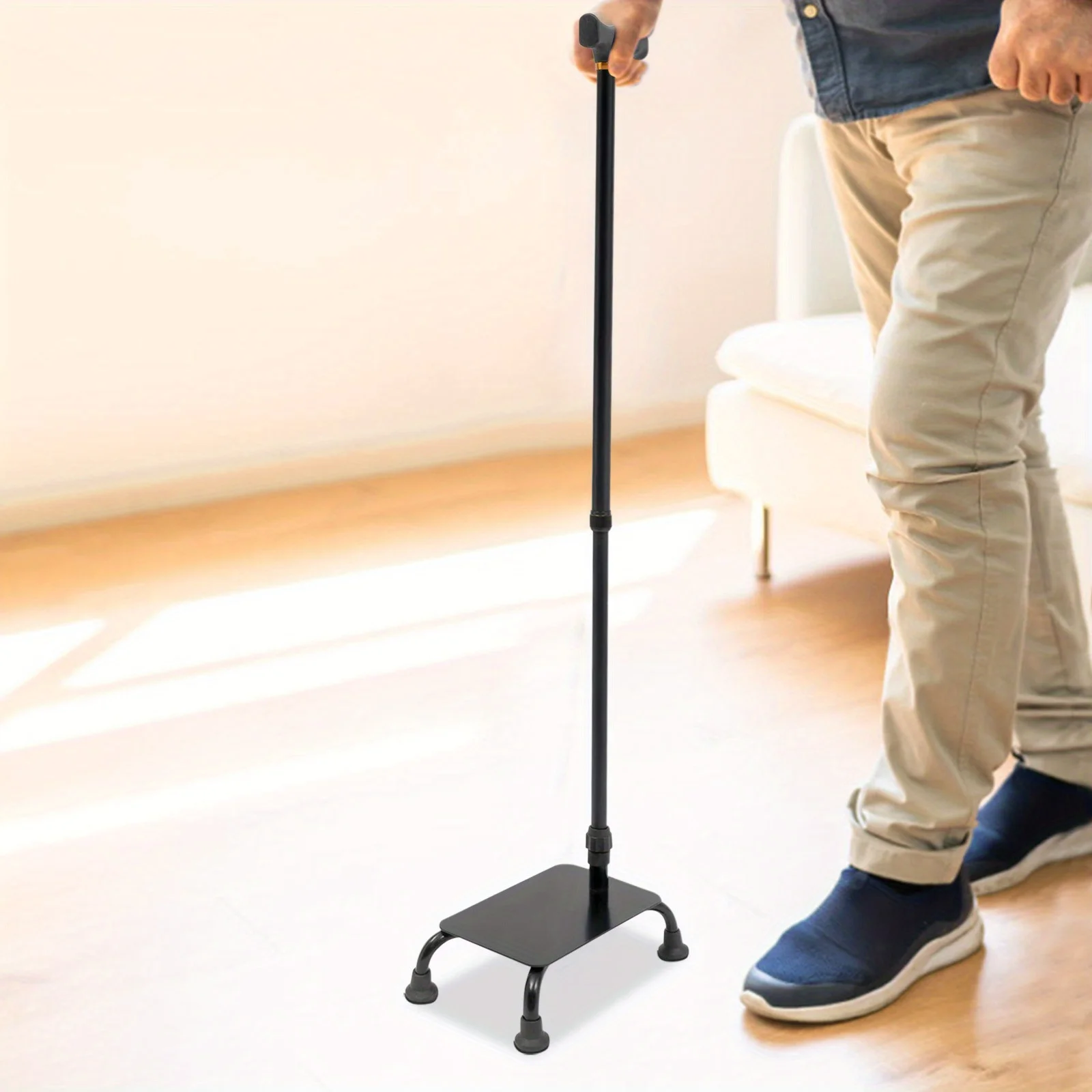 Adjustable Aluminum Alloy Anti-Slip Quad Canes - 29x19x85-105cm, Sturdy and Durable for Stair Climbing and Mobility Support