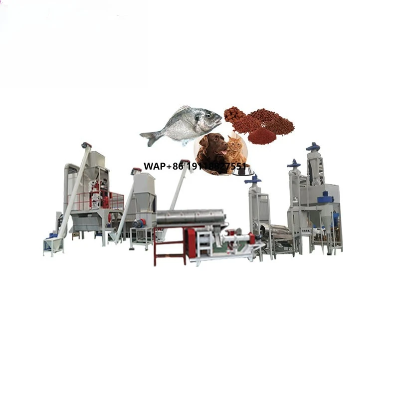 أغذية الحيوانات الأليفة والعائمة معالجة أعلاف الأسماك خط كامل مطحنة التغذية خلاط المطرقة 1 طن في الساعة تغذية مطحنة الحبيبات مصنع للبيع #1