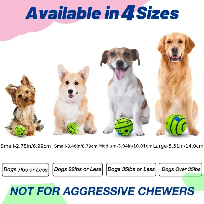 1PCSPet Dog Toy Ball Wobble Wag Giggle Ball Interactive Dog Toy Chew Toy Giggle Sounds Toy When Rolled or Shaken For Pet Dog Fun