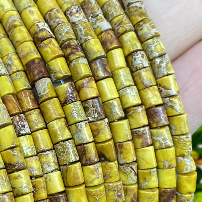 4x4MM Natural Stone Tube Yellow Imperial Jasper Turquoise Spacer Beads for Jewelry Making Diy Earrings Bracelet  Accessories