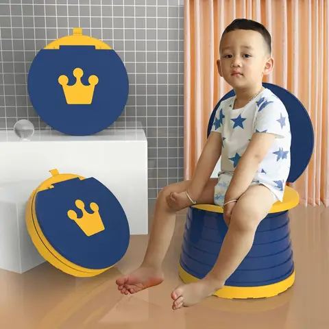 어린이용 변기 훈련 변기, 간단한 휴대용 접이식 가정용 야외 캠핑 비상 클램셸, 어린이 소형 변기