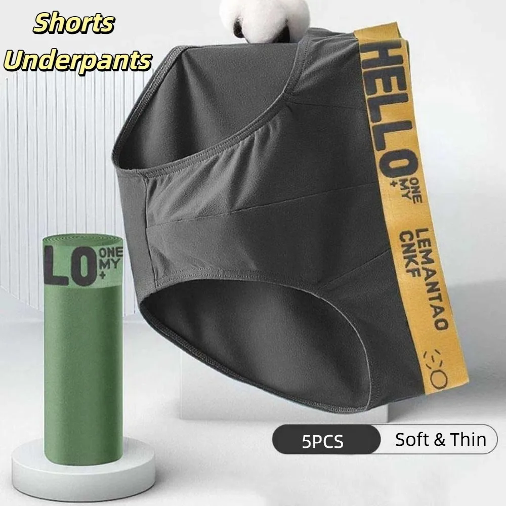 

5PCS Japanese Style Low Waist Men Thin Panties Male Lingerie Briefs Underwear for Men Elastic Letter Underpants Men