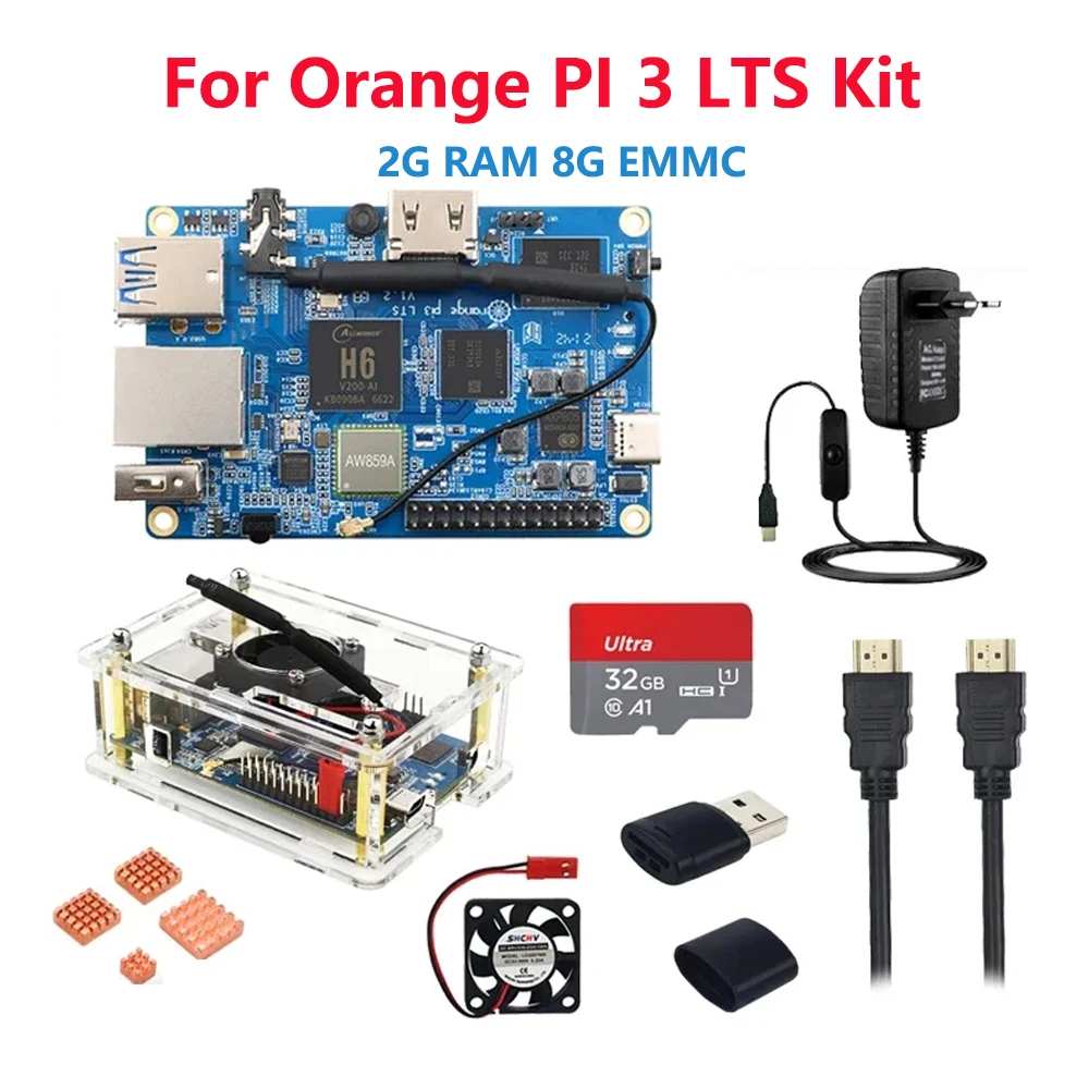 

Original Orange Pi 3 LTS 2G RAM 8G EMMC WIFI BT5.0 Gigabit 1.8Ghz All Winner H6 SoC Mini Computer Android 9.0 Ubuntu Debian OS