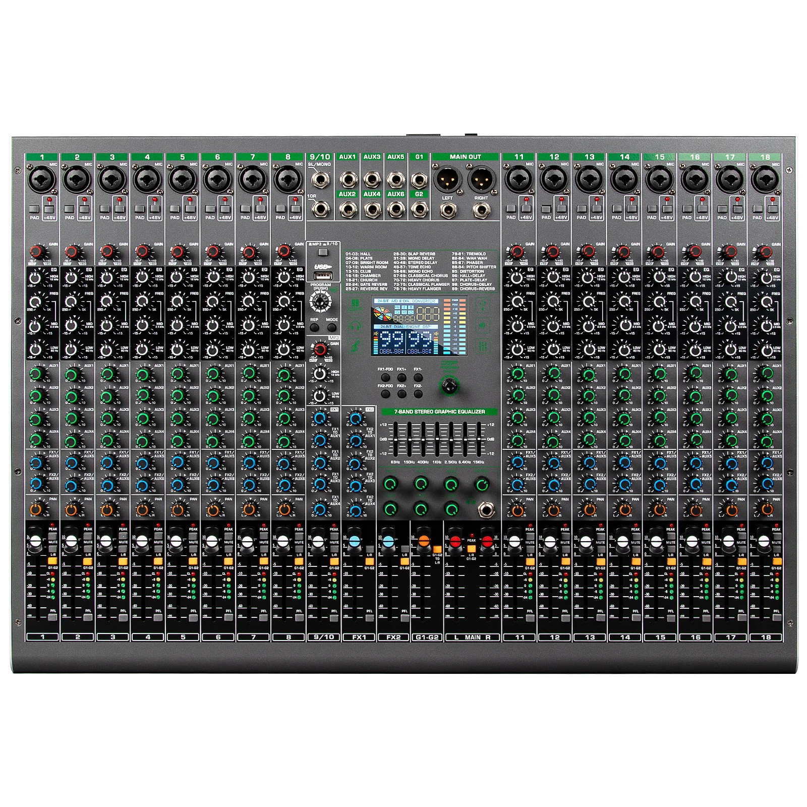 

Digital Reverb Effect Audio Console Mixer 18 Channel USB Audio Mixer