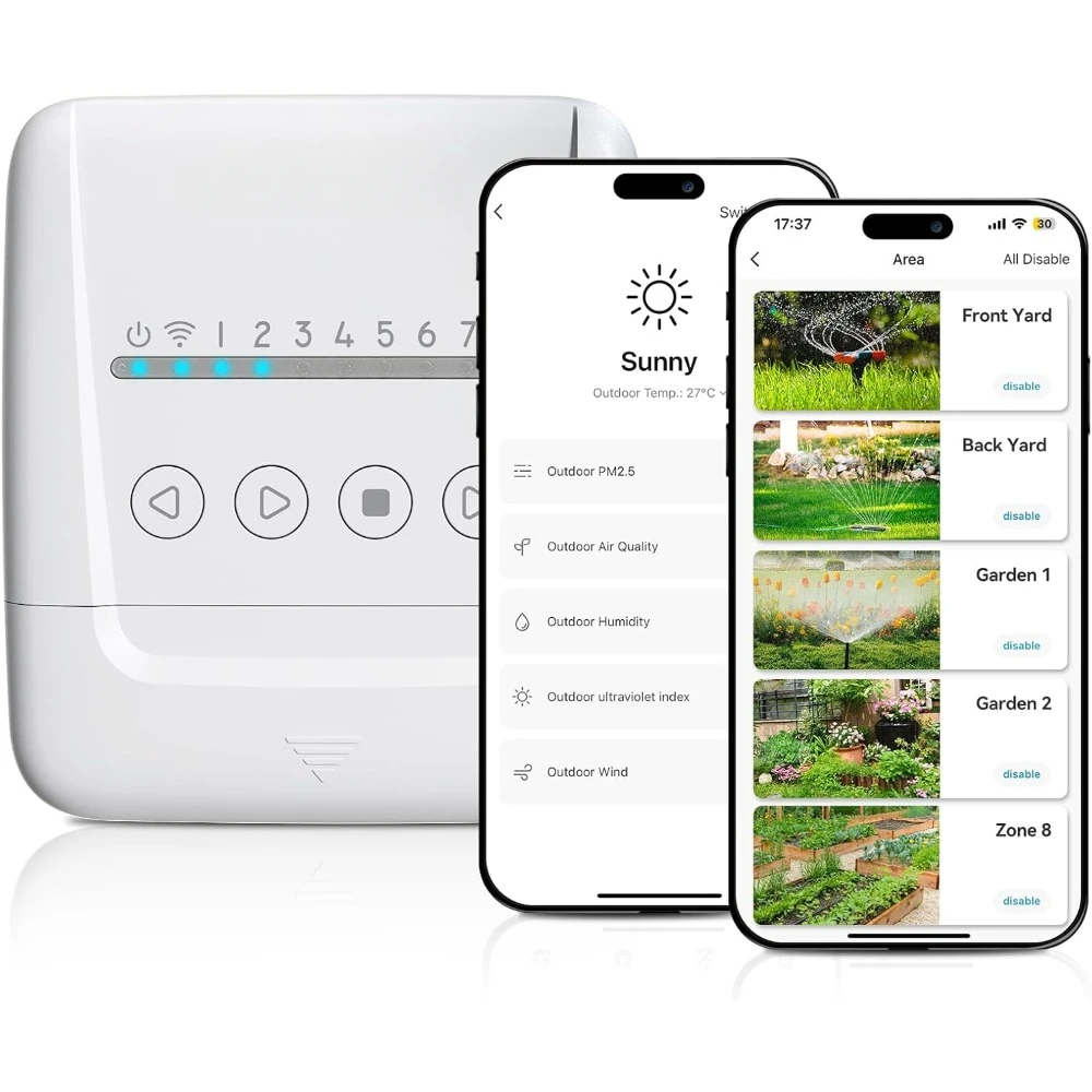 

Intelligent Sprinkler Controller for Garden and Courtyard, Timer, Wi-Fi, Controller for Zone 8