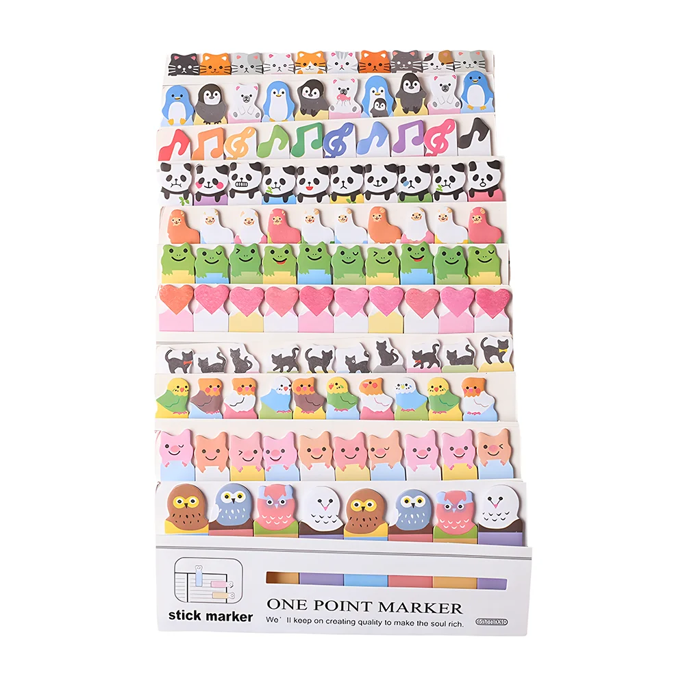 Memo Pad Sticky Notes Kawaii Small Cat Panda Music Frog Aesthetic Stationery Notepad Book Post Bookmarks Mini Index Tab Stickers