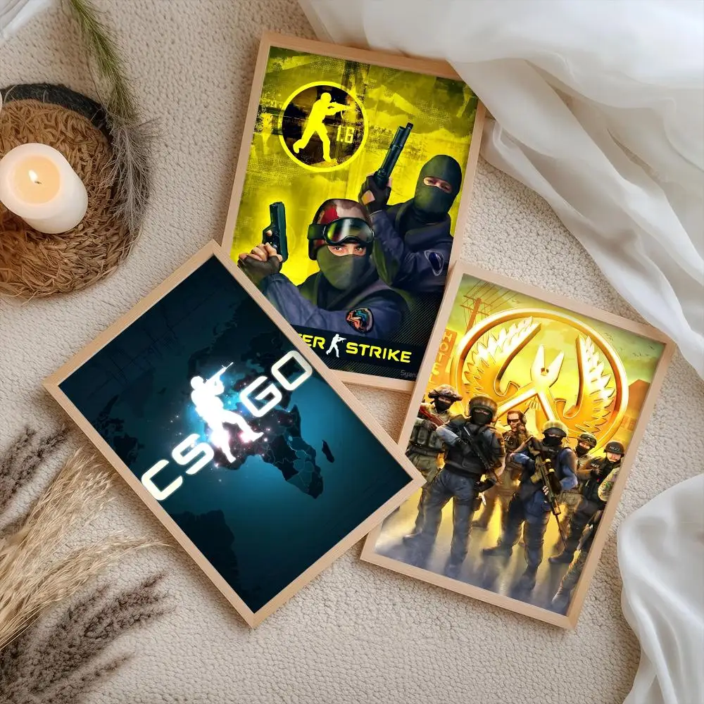 C-CSGO Game Poster Stickers Self-Adhesive Painting Mural Decor Wall Decals for Bedroom Living Room Home HD Gift