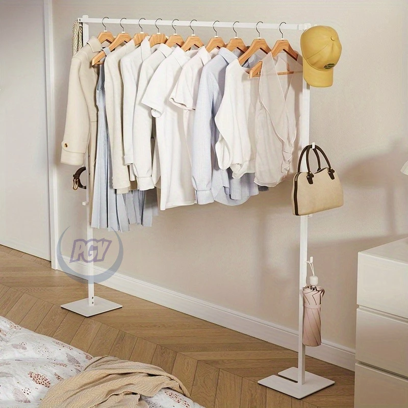 2-in-1 Adjustable Clothes Rack Indoor Home Balcony Folding Clothes Drying Rack Floor-standing Bedroom Clothes Hanger Coat Racks