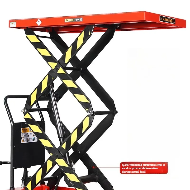 150 كجم 500 كجم 800 منصة رفع هيدروليكية متنقلة شاحنة مستودع التعامل مع تحميل دليل كهربائي صغير مصعد العمل عربة مسطحة