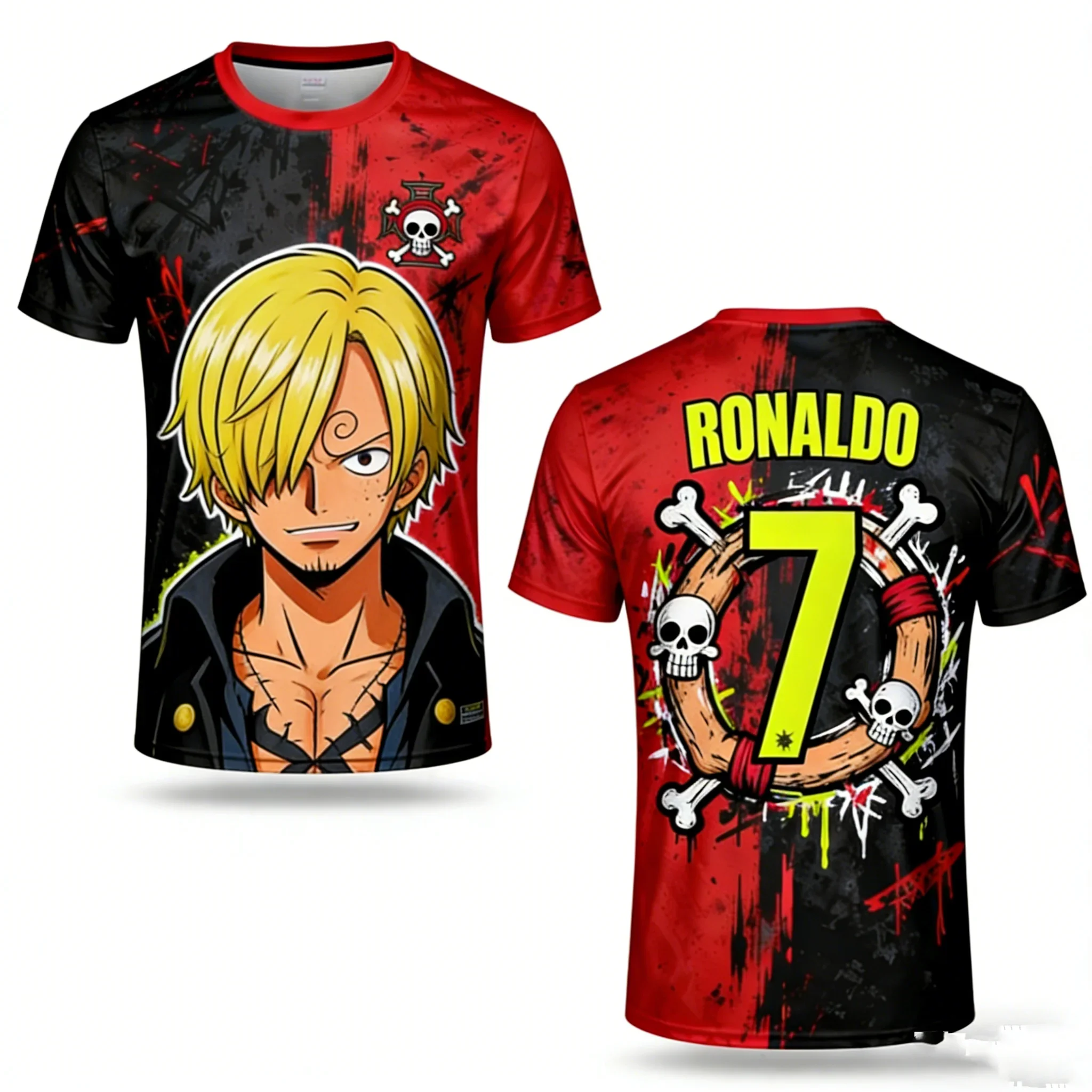 Camiseta de una pieza para niños, camiseta con estampado de Luffy Gear 5 Nika, ropa informal de verano transpirable para hombre, camisetas de manga corta para exteriores para niños