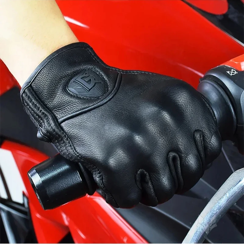 Vintage Retro Style Motorcycle Leather Gloves Sheepskin Off-Road Anti-Drop Motocross Glove for Men Women Outdoor Cycling Items
