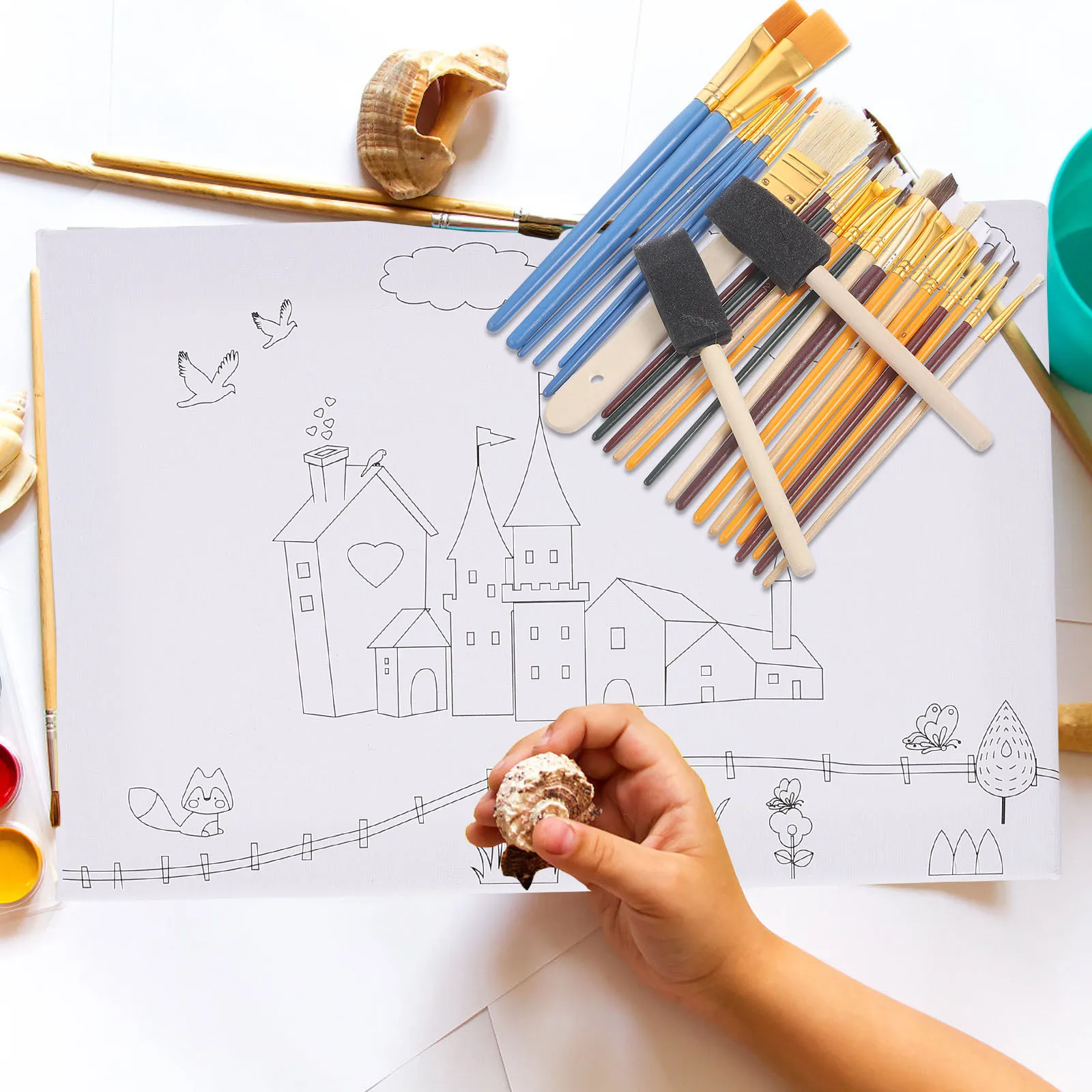 مجموعة فرش رسم مكونة من 25 قطعة، محمولة احترافية متعددة الوظائف، فرش ألوان مائية زيتية، رسم مريح مقاوم للاهتراء #2