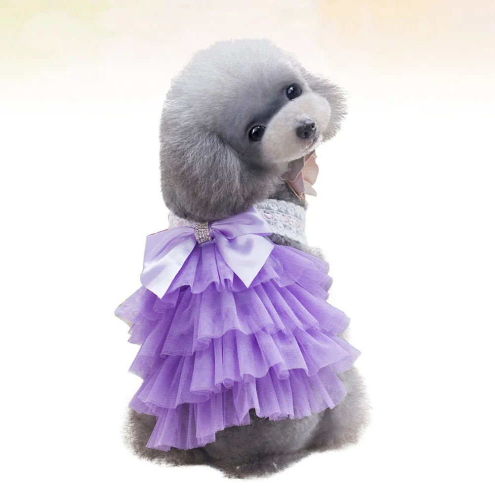 

Pet Costumes for Small Dogs Cute Clothes Skirt Doggy Parton Clothing Dresses Purple Puppy Outfits