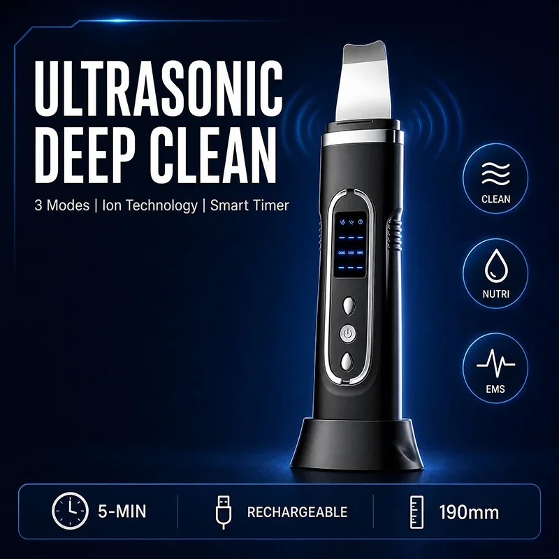 Blackhead Remover Pore Cleaner Ultrasound Facial Spatula Deep Cleansing Beauty Tool