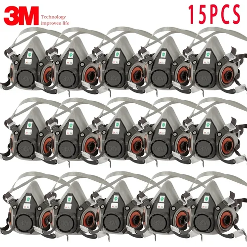 Máscara de Gas 15p 3M 6200 para decoración de pintura en aerosol, máscara de polvo químico, protección corporal, filtro de vapor tóxico, respirador, media máscara reutilizable