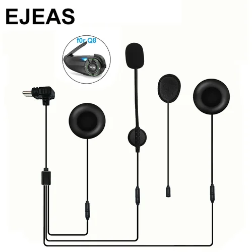 Auriculares con interfaz tipo C para intercomunicador de casco de motocicleta EJEAS Q8