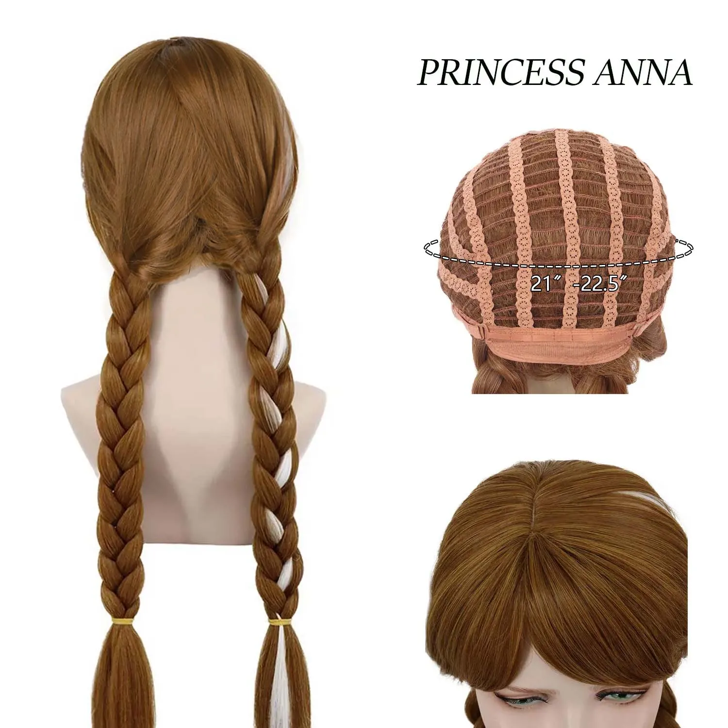 Braided Brown Cosplay Wig for Synthetic Anna Wigs Cosplay Party Wig Peluca De Princesa Princess Wig for Halloween Christmas image 3