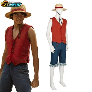 Monkey D Luffy fantasia cosplay para adultos, colete vermelho, shorts, chapéu, corda, roupa anime para homens, festa de Halloween 8 principais vendas fantasia macaco sexy - №3