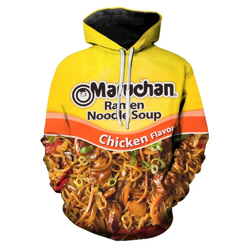 3D Ramen Chicken Noodle Soup Hoodie Beef Sweatshirt For Men Women Cotton Cute Autumn Sweatshirt Unisex Casual Jacket Tracksuit