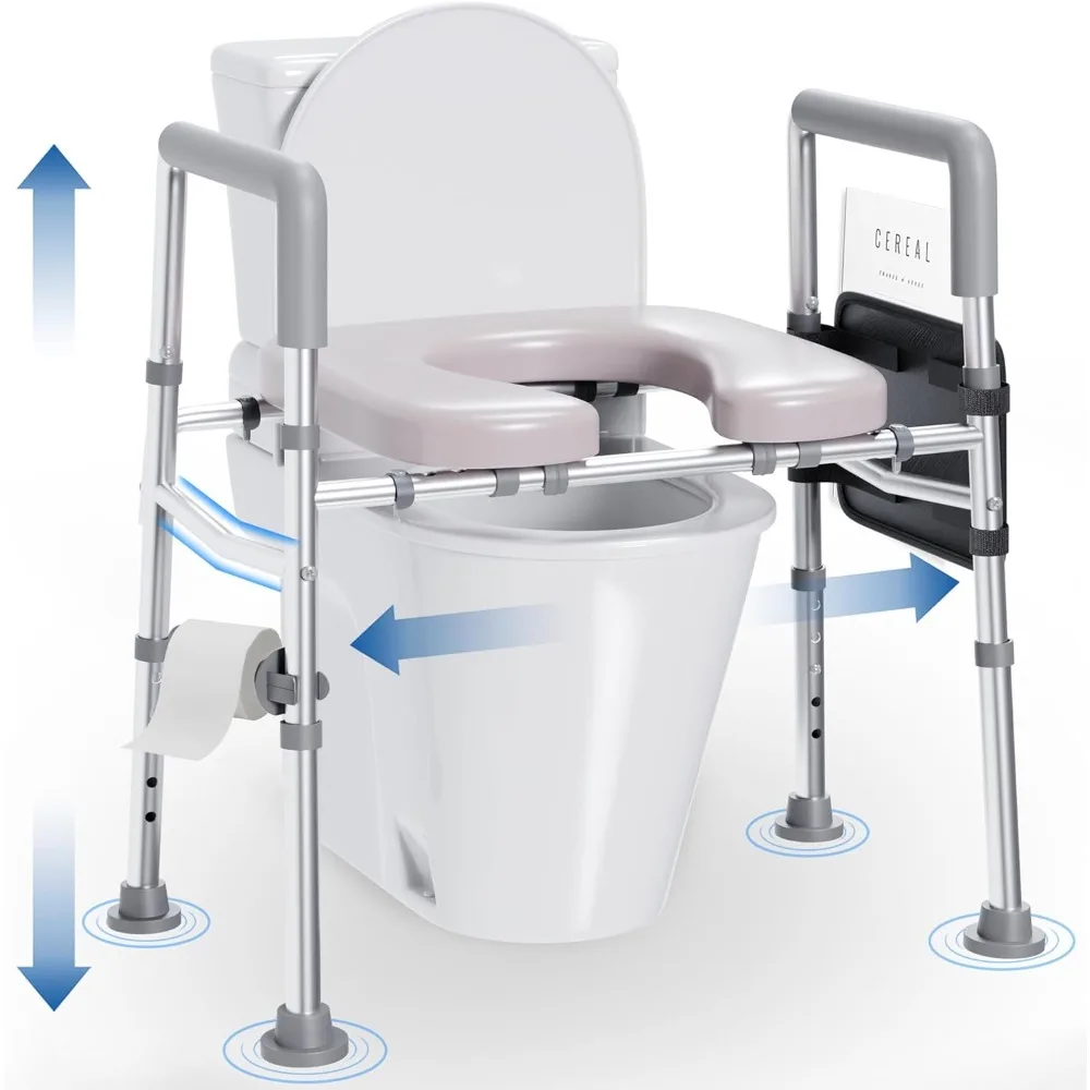 

US Shipping Raised Toilet Seat with Handles Adjustable Height and Width for Seniors Elderly Handicap 450lbs Capacity Toilet