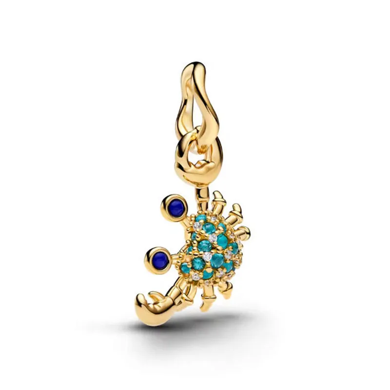 New Blue Rope Box Chain Bracelet Crab Pendant Articulated Fish Pendant Crocodile Pendant European DIY Jewelry Gift