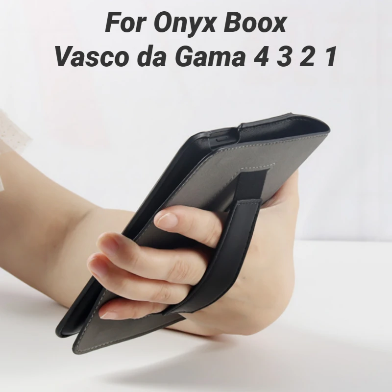 Folio PU Leather Book Cover for Onyx Boox Vasco da Gama 4 3 2 Case 6" eBook Protector Funda with Hand Strap Magnetic Closure