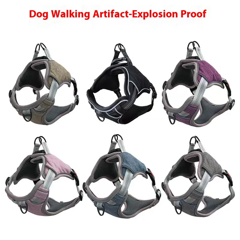 

Pet dog mesh breathable chest strap thickened explosion-proof retractable vest type leash