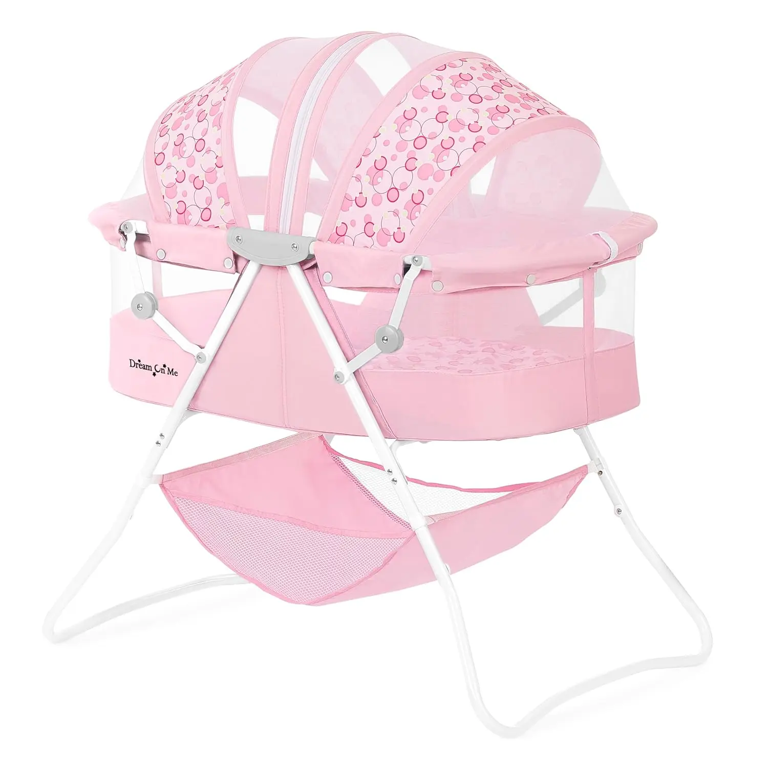 

Pink Lightweight Portable Baby Bassinet with Adjustable Canopy, Quick Fold Design for Indoor & Outdoor Use