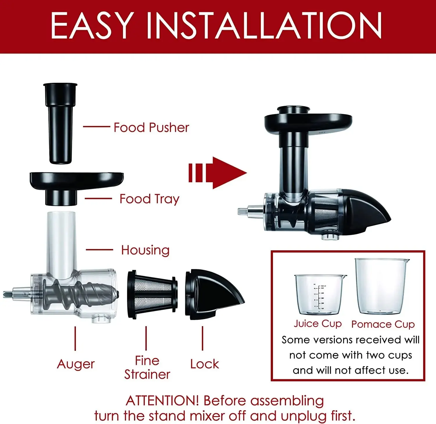 Masticating Juicer Attachment for KitchenAid All Models Stand Mixers, Masticating Juicer, Slow Juicer Attachment for KitchenAid