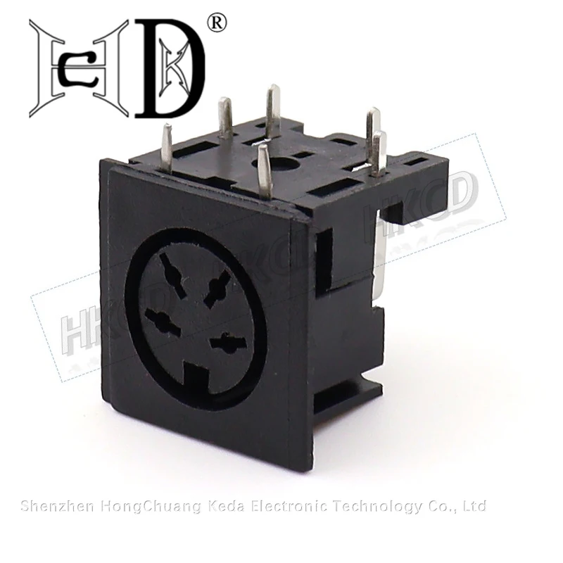 5pcs DIN-403 4 Pin Square Snap-in Panel Mount Right Angle DIP Female DIN Socket Audio Power