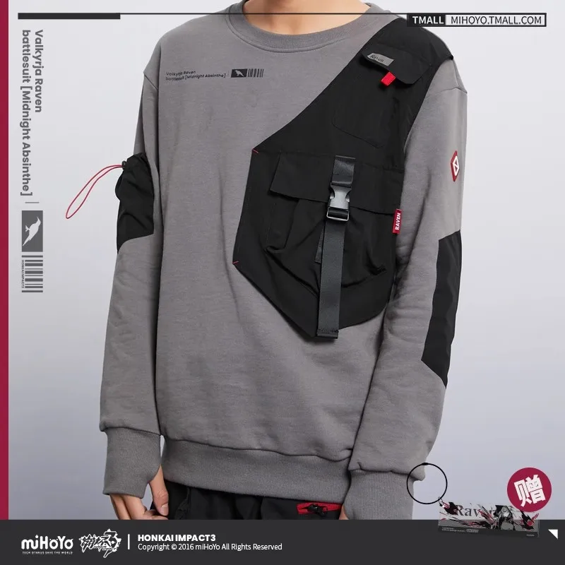 

Official Honkai Impact 3rd Raven Midnight Absinthe Theme Fake Two Piece Patchwork Sweatshirt miHoYo Anime Peripheral Gift