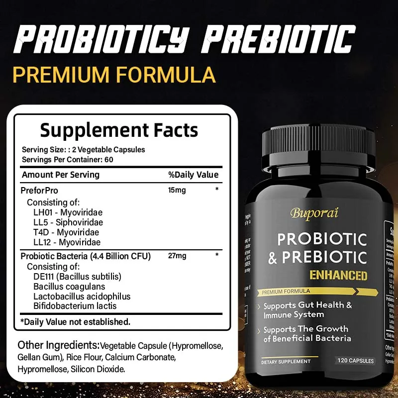 Probiotics & Prebiotics Capsules - Helps Balance Stomach Acid, Promote Healthy Intestinal Digestion, and Relieve Bloating - Image 3
