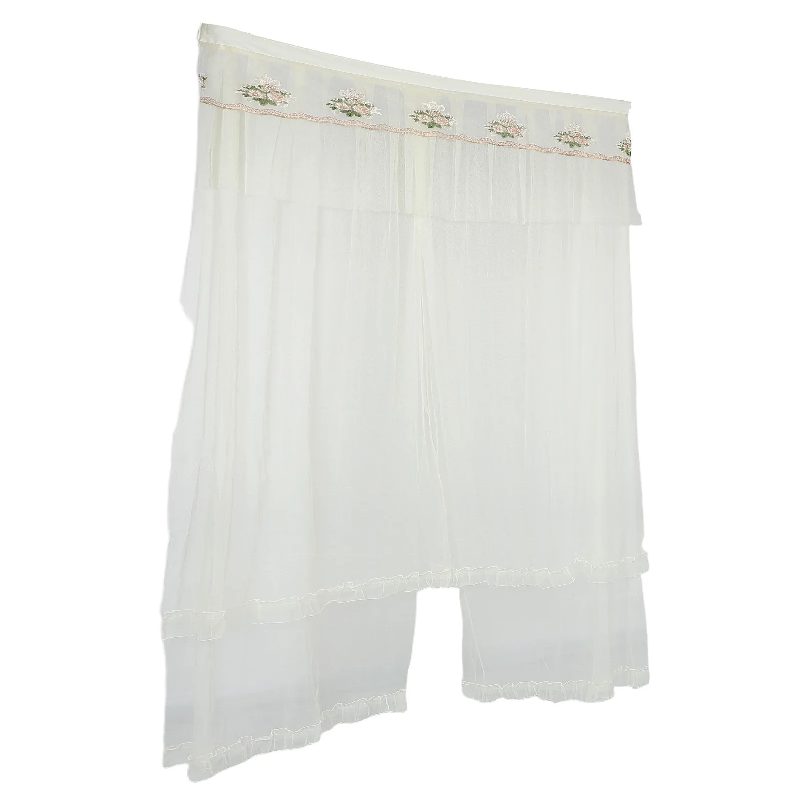 

Summer Lace Door Curtain Self Adhesive No Drill Privacy Panel for Doorway Living Room Bedroom Breathable Sheer Divider