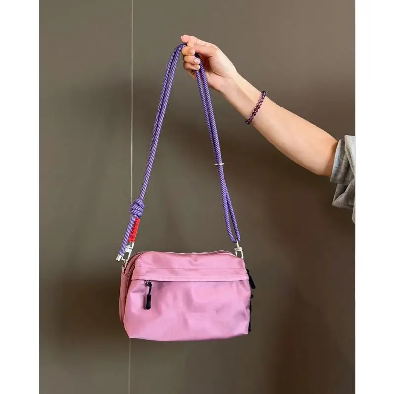 Lightweight and Versatile Multi Layered Small Square Bag 2025 Casual Waterproof Camera Bag Nylon Macaron Candy Color Diagona