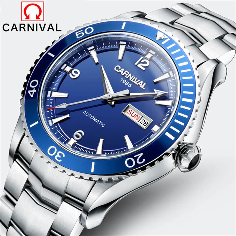 

Carnival Brand Luxury MIYOTA Movement Mechanical Watch Men Stainless Steel 50M Waterproof Luminous Fashion Automatic Watches