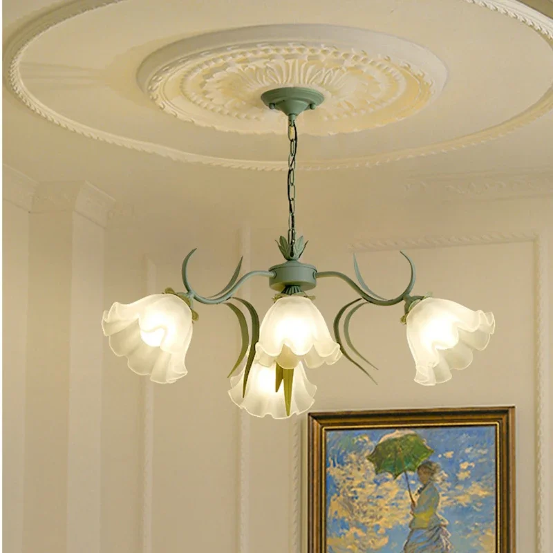 Lampadario a fiori francesi lampadario da soggiorno a LED nordico per camera da letto cucina sala ristorante arte tavolo da pranzo lampada a