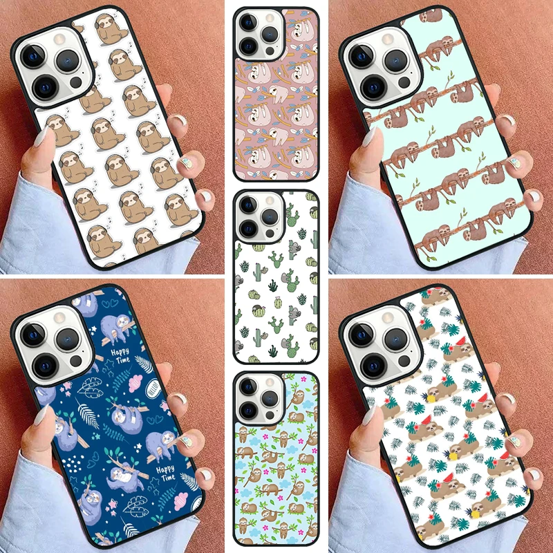 Cute Baby Sloth Phone Case For iPhone 16 15 14 Pro max 11 13 12 Mini Max SE 2020 6S 7 8 Plus Cover Capa