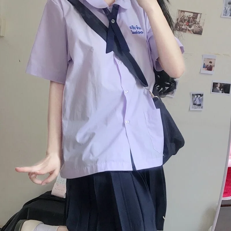 Thai school uniform summer short-sleeved female Thai drama Girl from Nowhere Nanno pleated skirt JK uniform COS clothing student