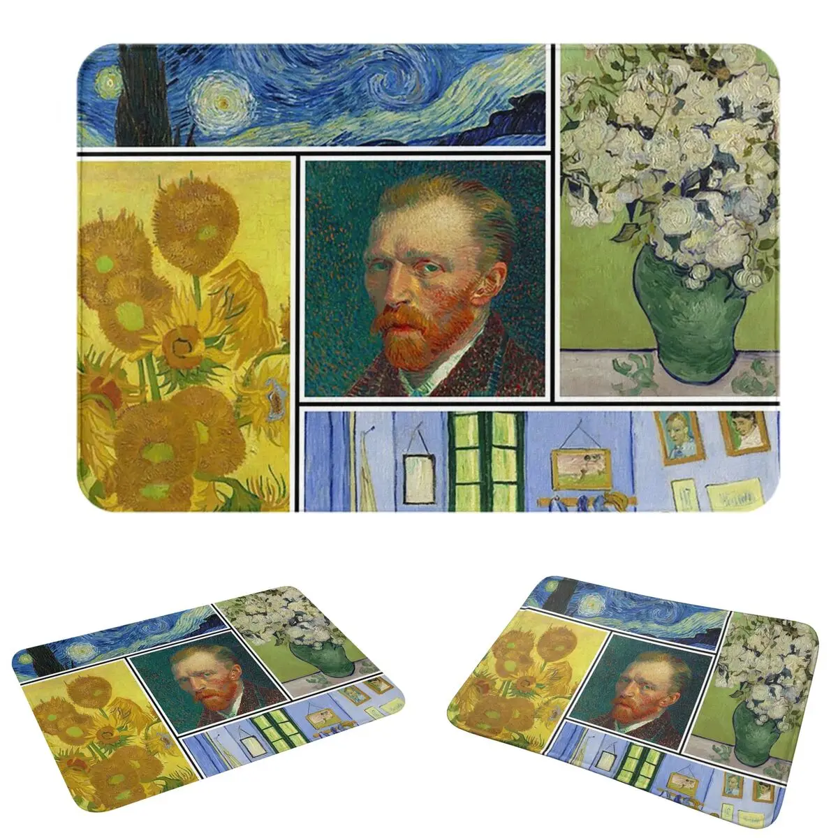 Vincent Van Gogh Paintings Art Collage Doormat Antiwear Carpet Rug Kitchen Entrance Home Floor Mat for Bathroom Footpad Mats