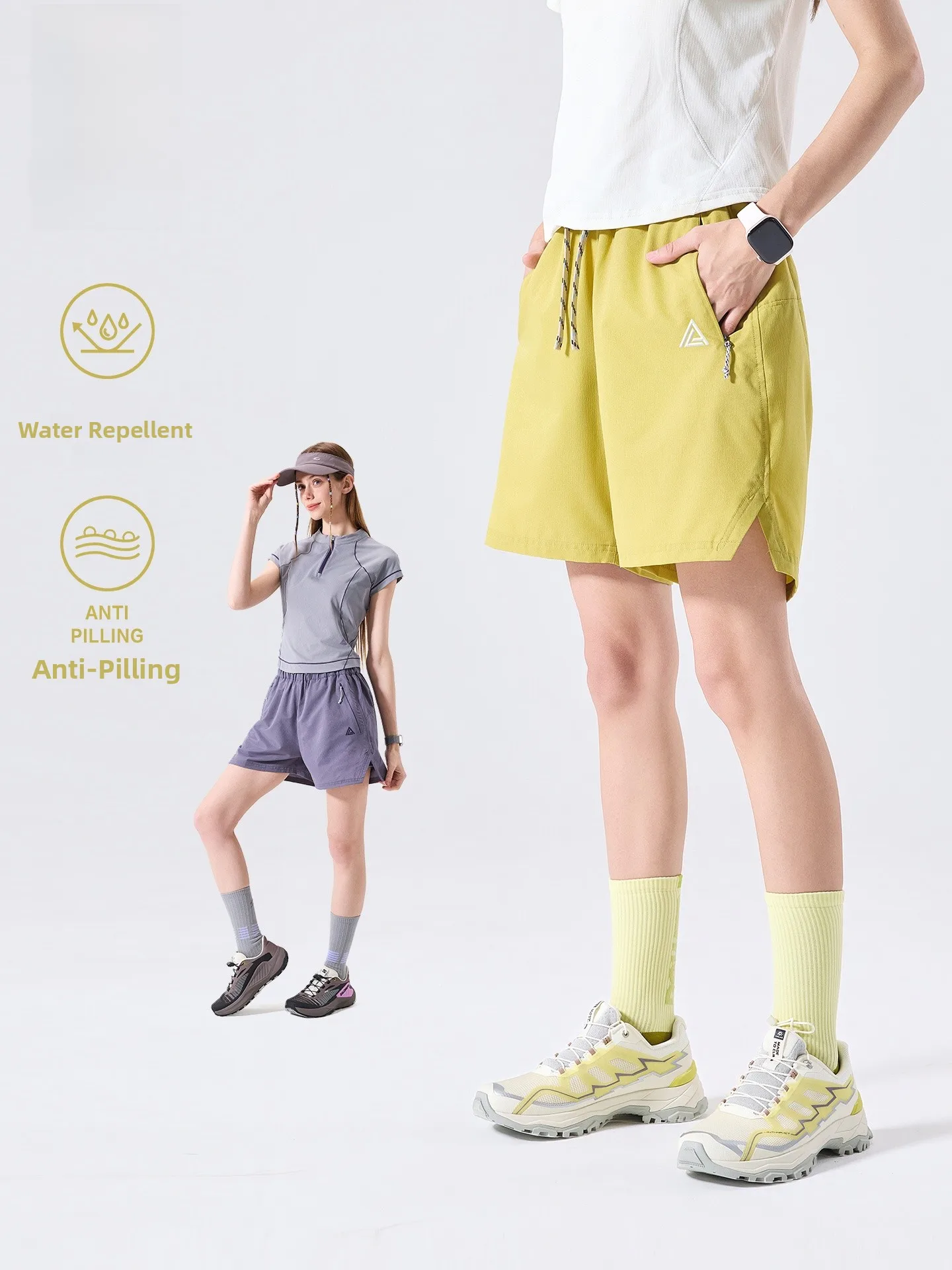 Lazy Day Outdoor Water-Resistant Sporty Casual Shorts Women's Summer Anti-Ball Loose Fit  Color Five-Quarter Length Pants