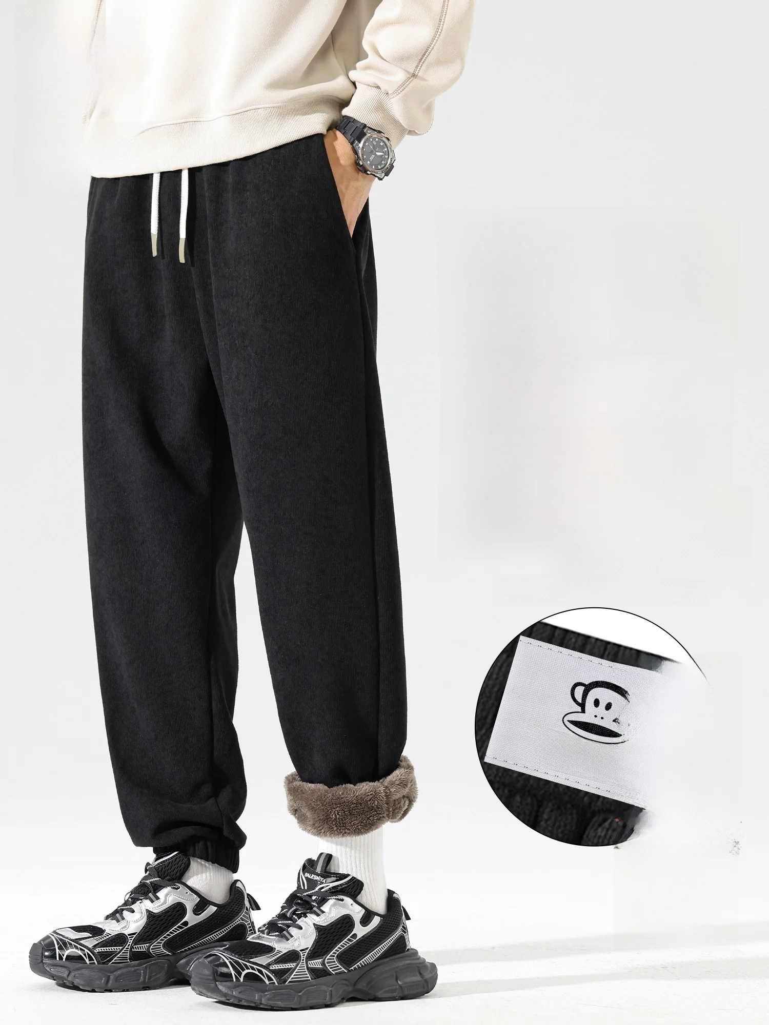 

PaulFrank Thiened Fce Men's Loose Comfortable Winter Sports Sweatpants Casual Loose Fit Trousers Warm Breathable