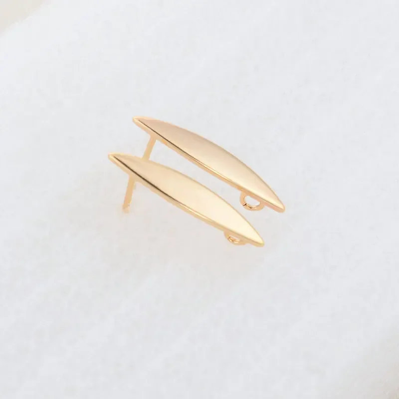 4*22MM 14K Gold Color Plated Brass Ovlal Shaped Stud Earrings Pins High Quality Diy Jewelry Findings Accessories