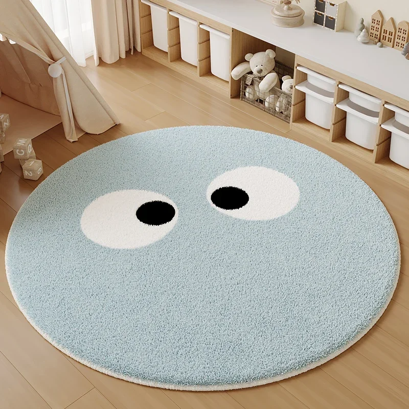 

For Cartoon Style Carpets for Living Room Home Fluffy Soft Rug Cute Round Bedroom Decor Solid Color Carpet Thick Anti-slip Study