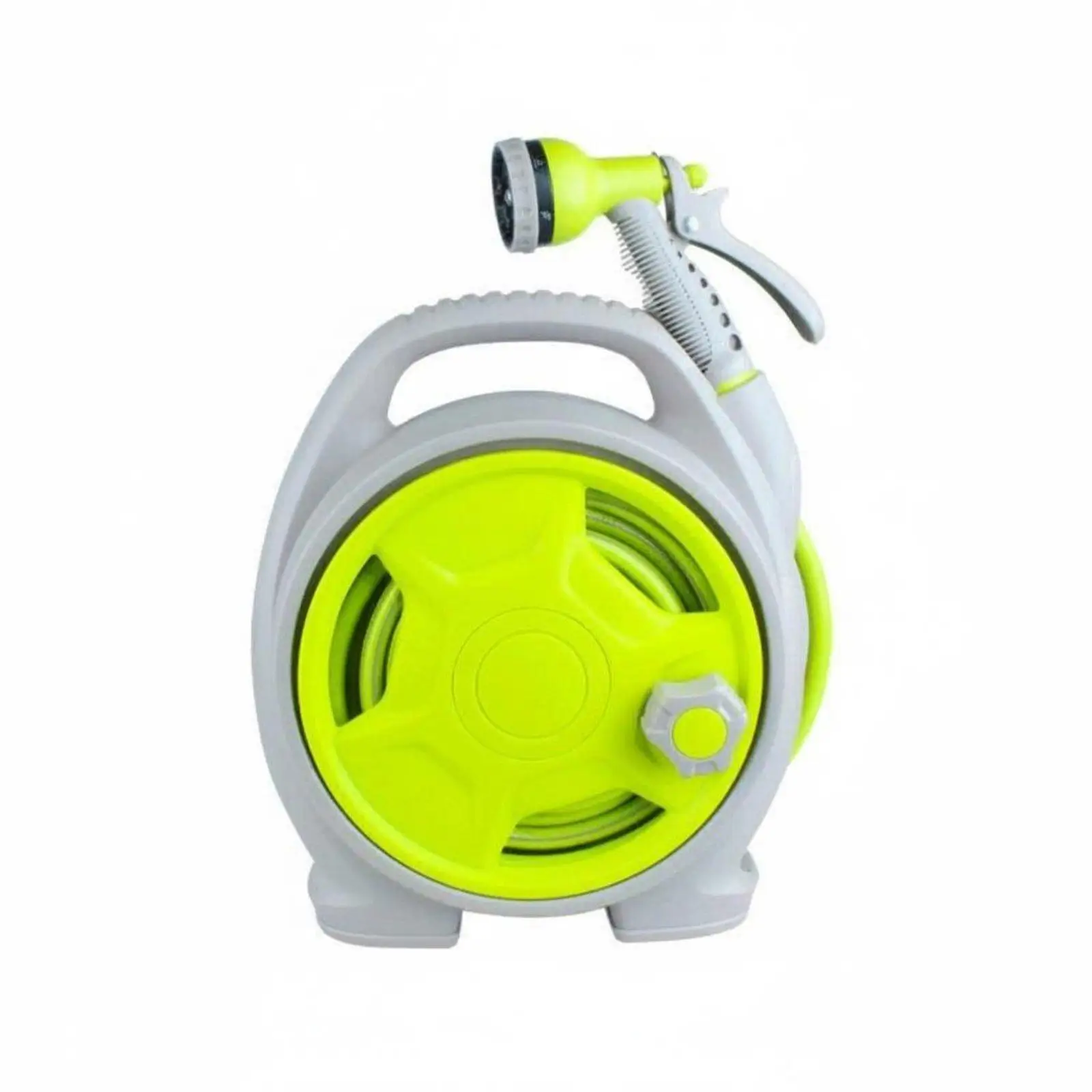 Complete set with hose reel and nozzle, portable, easy to store.