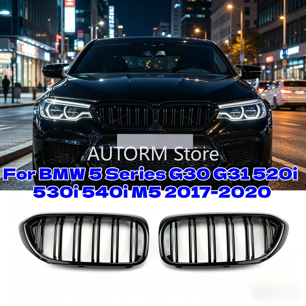 

Front Kidney Grill Glossy Black Front Grille For BMW 5 Series G30 G31 520i 530i 540i M5 2017-2020 Racing Grill Car Accessories