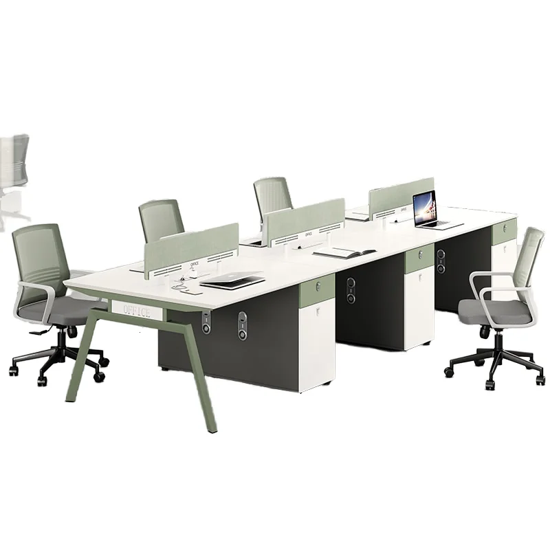 *Modern Simple Office Staff Desk Chair Set Double 2-Person Four-Person Combination Panel Wood Style