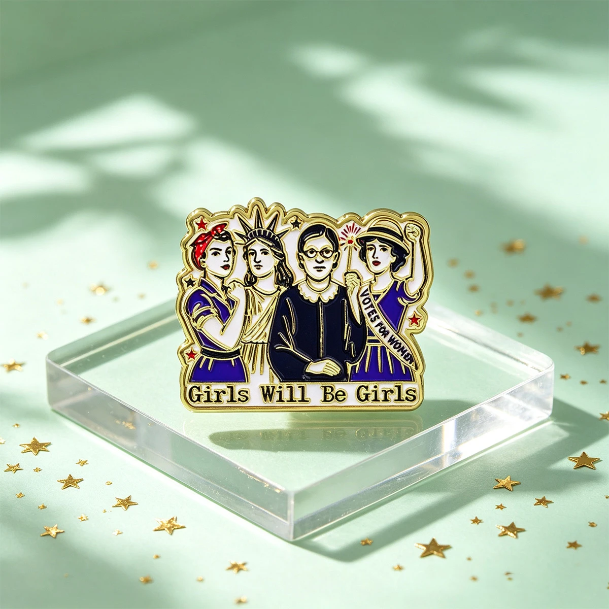9-teiliges Set „Girls Will Be Girls“ Emaille-Pin Feministische Brosche Anstecknadel für Rucksack Kostüm-Accessoires Schmuck Geschenke – Detail 4