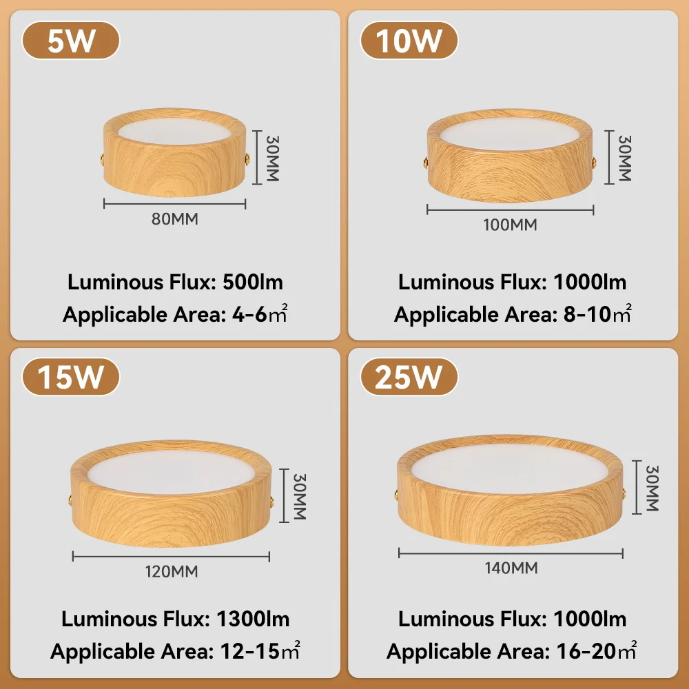 Punkt LED natynkowy, drewniana lampa sufitowa LED, 3 kolory światła, pamięć, reflektor do wnętrz, do salonu, dekoracja domu, lampa 220V